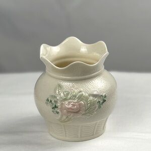 Vintage Belleek Porcelain Vase Shamrocks & Roses